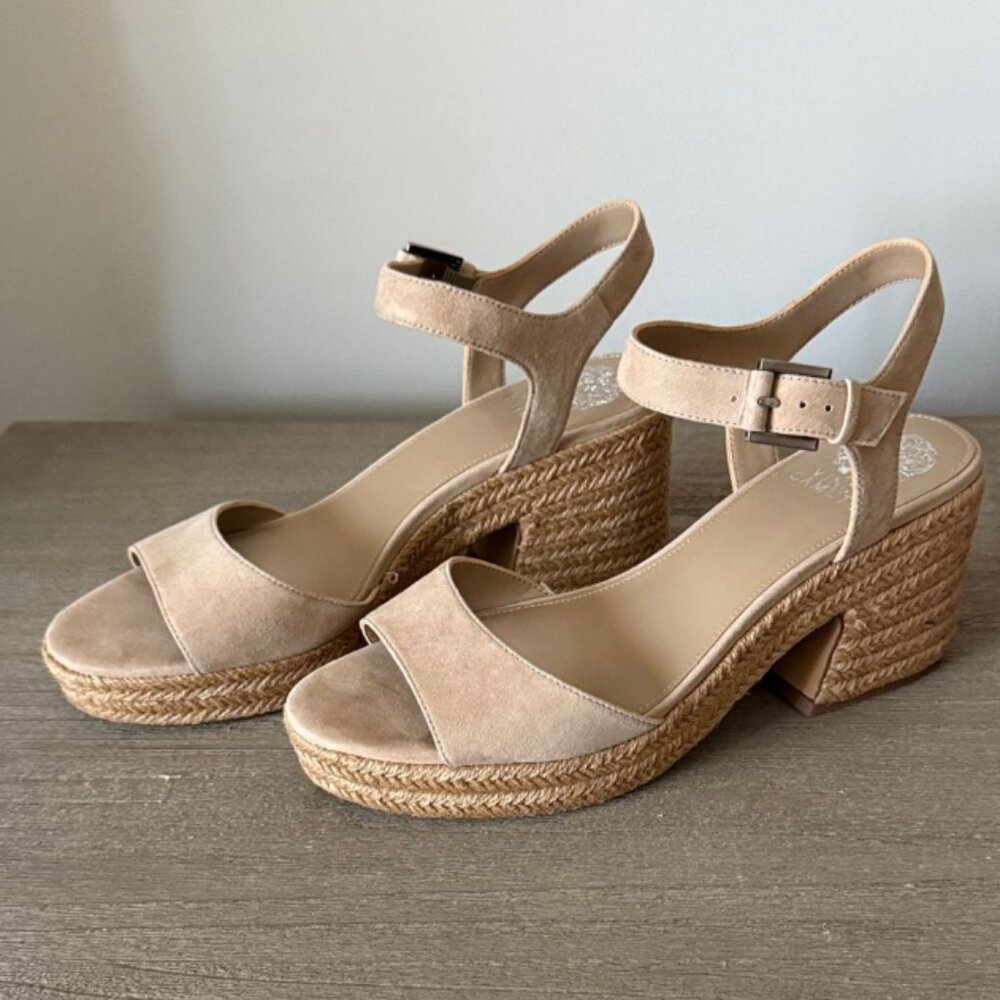 NWB Vince Camuto Ranneli Espadrille Sandal in Tortilla True Suede Tan Size 10 - Picture 3 of 7